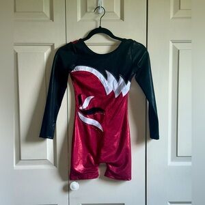 Red and Black Long Sleeve Leotard